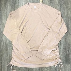 Victoria’s Secret PINK Campus Long Sleeve Solid Ruched Women's Fleece Top Brown